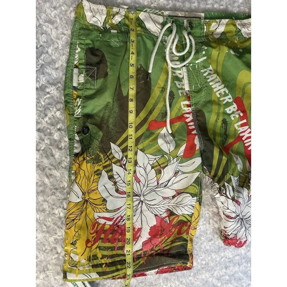 Flow Society Lacrosse shorts mens Size Large Vibrant Green Board Shorts